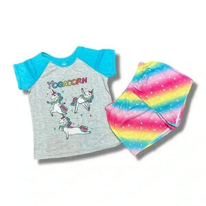 Girls Wonder Nation Yoga unicorn Shorts pajama set size 10/12 Plus